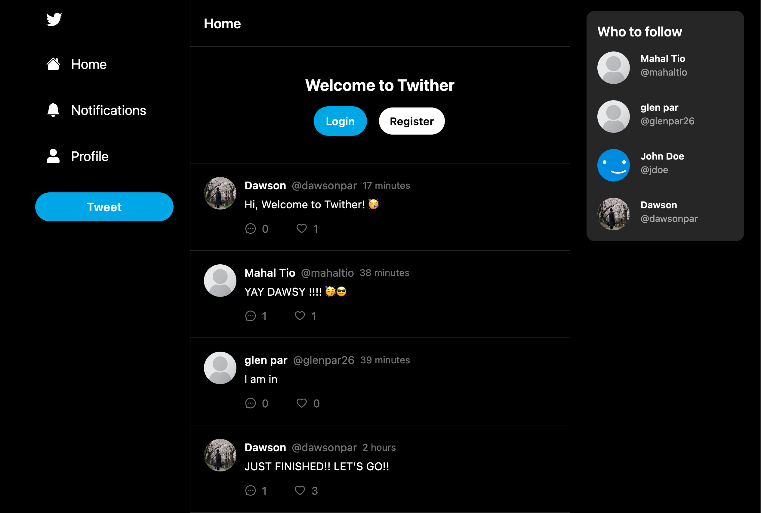 An image of the Twither project.